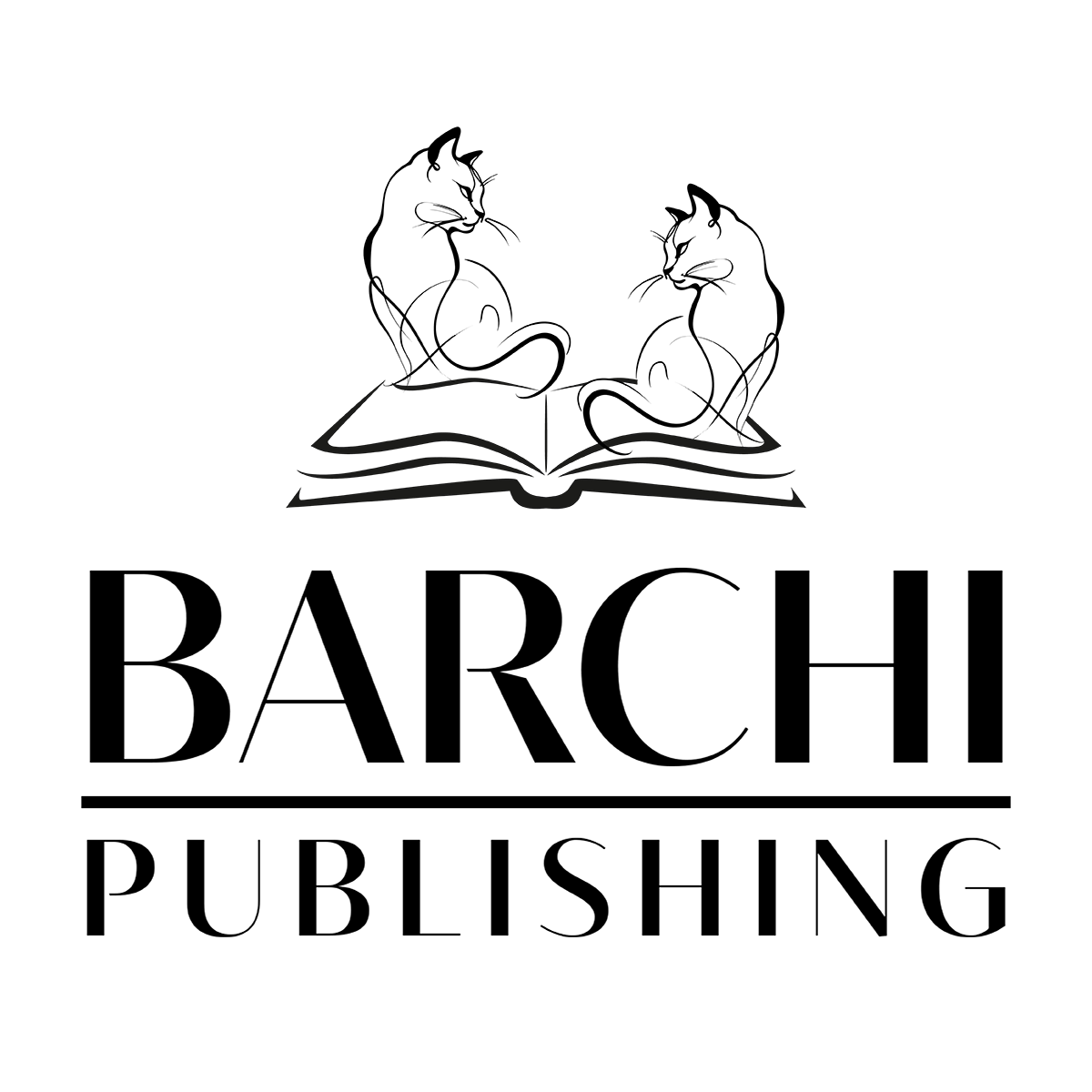 Barchi Publishing cats and open book emblem